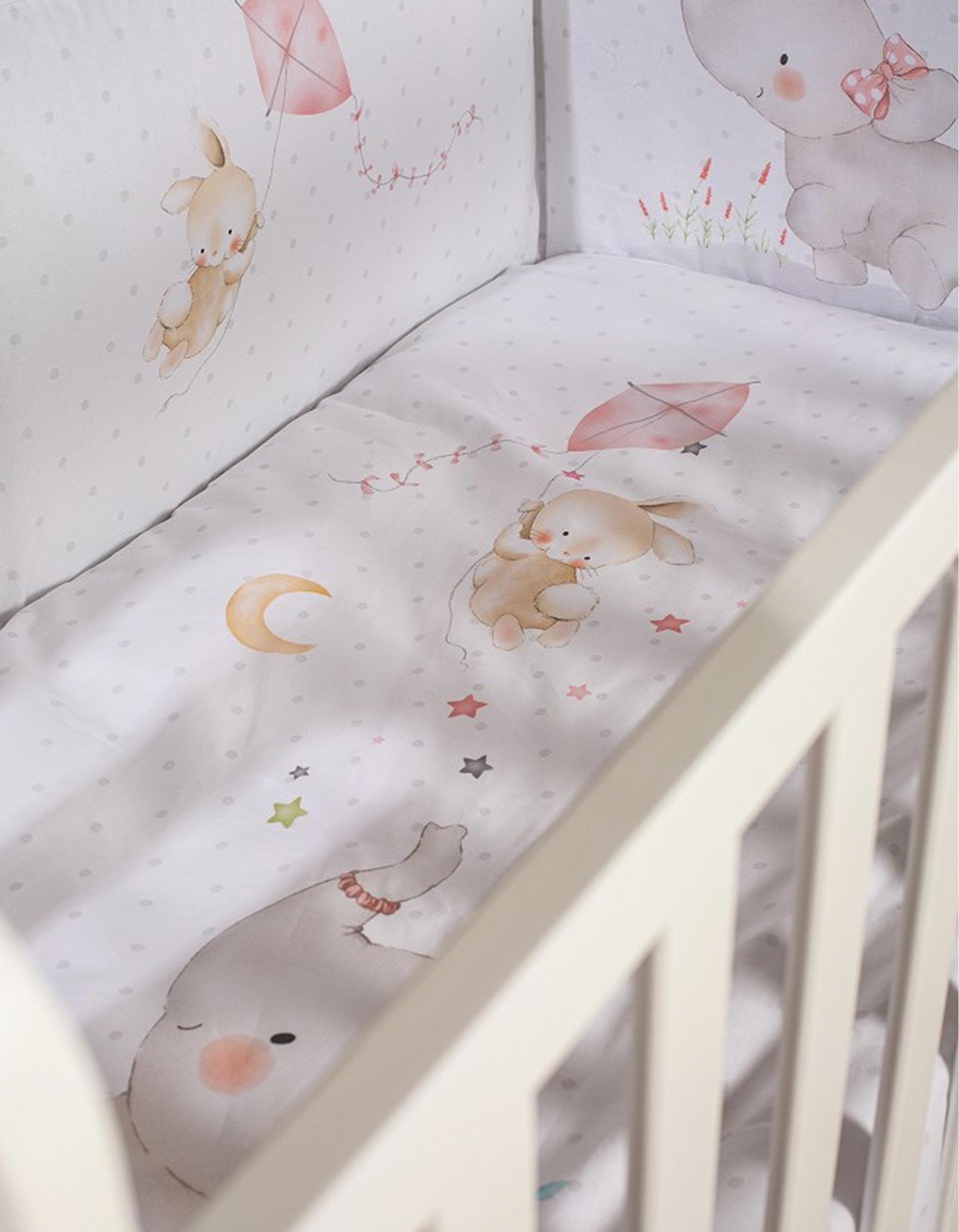 Duvet and Cot Bumper Interbaby Elephant 60x120 Cm, Pink