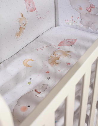 Couette et Tour de Lit Elephant Interbaby 60x120 cm, Rose