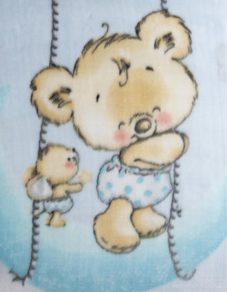 Velvet Blanket Cloud Bear Interbaby 110X140cm, Blue