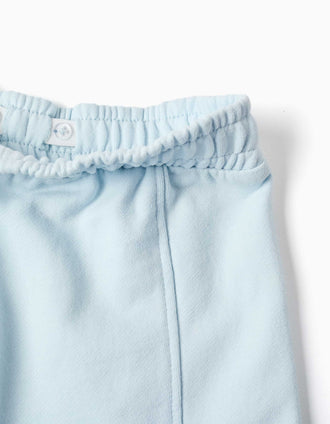 Pantalon en molleton large avec poches cargo pour fille, bleu clair