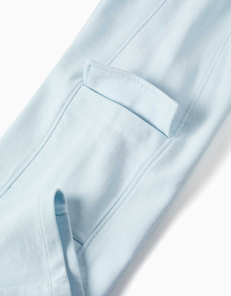 Pantalon en molleton large avec poches cargo pour fille, bleu clair