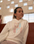 Cotton hooded sweatshirt with heart print for girls, white/blue/pink