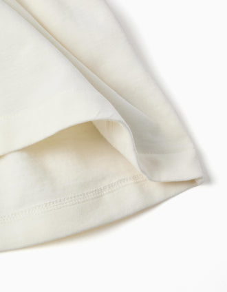 Sweat en coton peigné avec fleurs en relief pour bébé fille, blanc