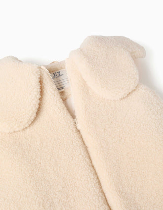 Veste sans manches matelassée en sherpa avec maxi col pour fille, blanc