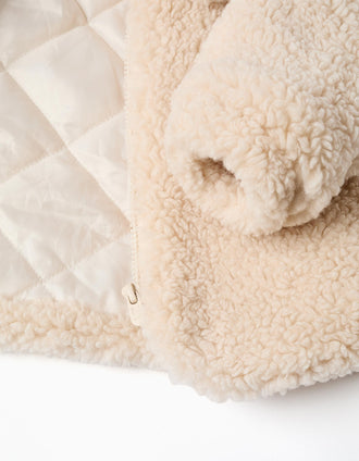 Veste matelassée en sherpa avec maxi col pour bébé fille, blanc