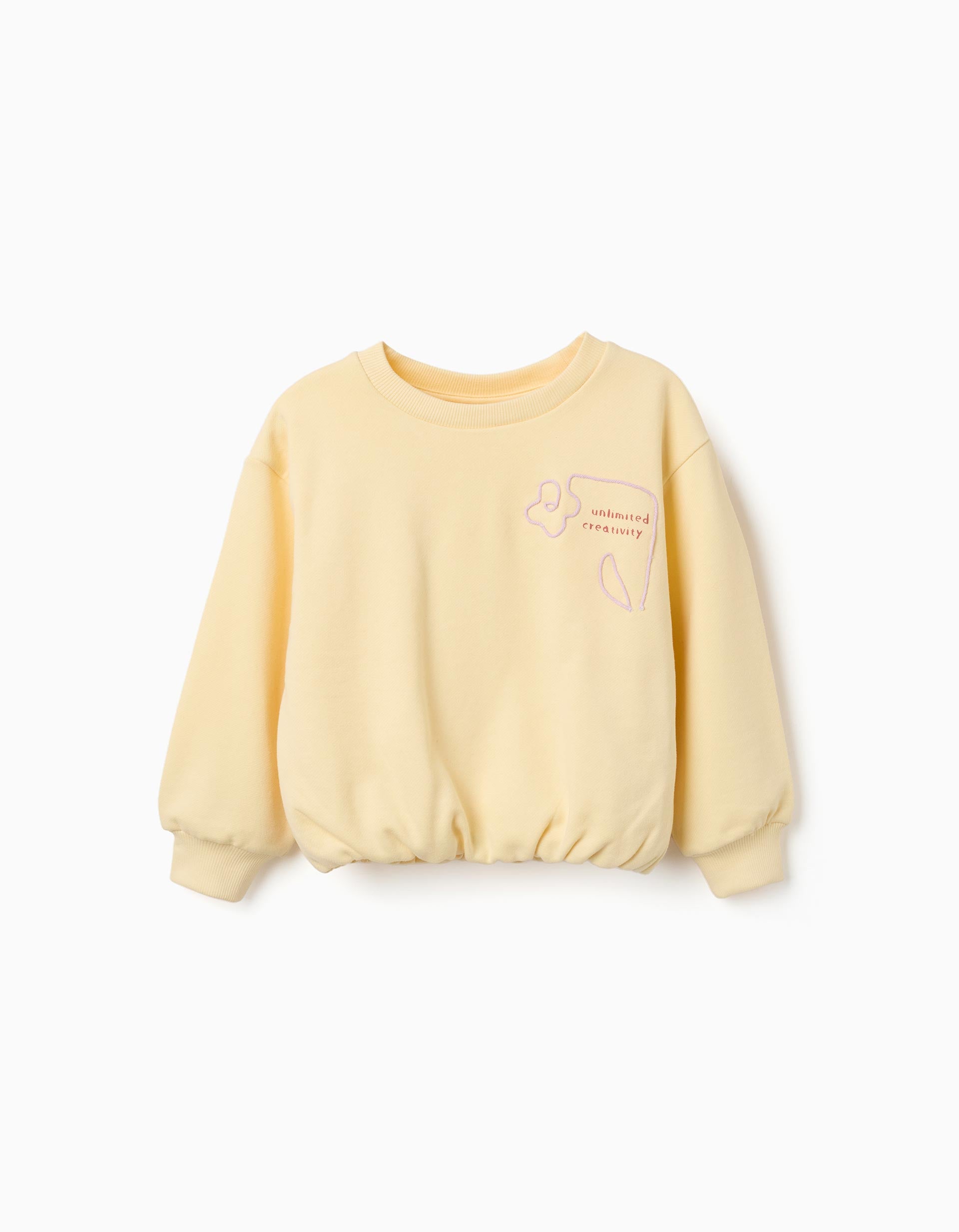 Sweat en coton avec imprimé Creativity pour fille, jaune