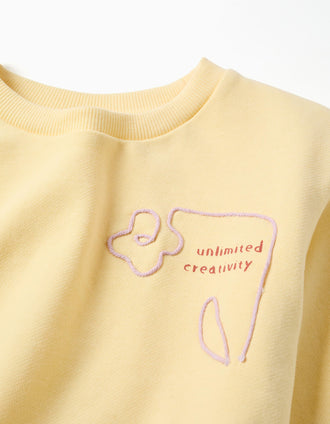 Sweat en coton avec imprimé Creativity pour fille, jaune