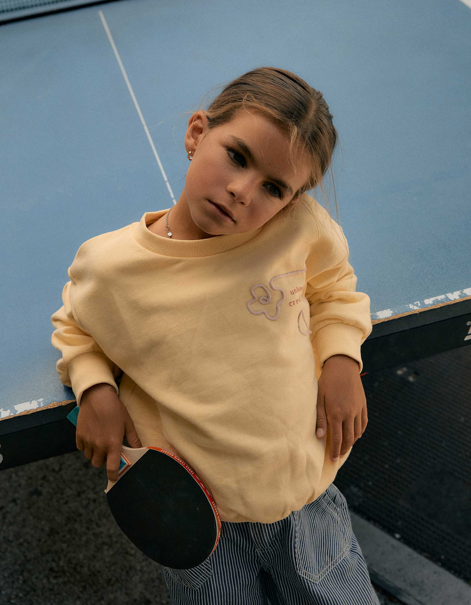 Sweat en coton avec imprimé Creativity pour fille, jaune