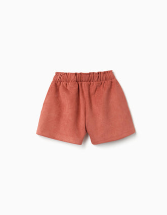 Short en maille interlock avec ceinture intégrée pour fille, terracotta