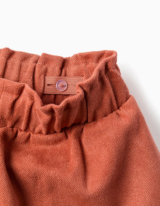 Short en maille interlock avec ceinture intégrée pour fille, terracotta