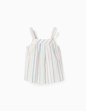 Blouse sans manches à rayures ethniques B&S pour bébé fille, multicolore