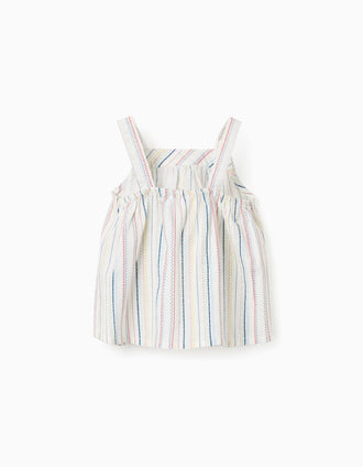 Blouse sans manches à rayures ethniques B&S pour bébé fille, multicolore