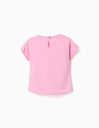 Camiseta de algodón con estampado de Minnie para bebé niña, rosa