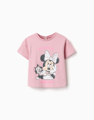 T-shirt en coton avec imprimé Minnie & Figaro pour bébé fille, rose