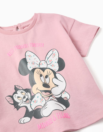 T-shirt en coton avec imprimé Minnie & Figaro pour bébé fille, rose