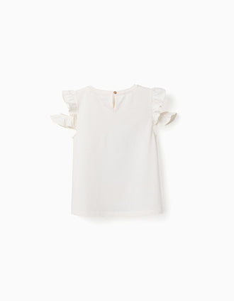 T-shirt de algodão com estampado Stitch & Scrump para menina, bege-claro