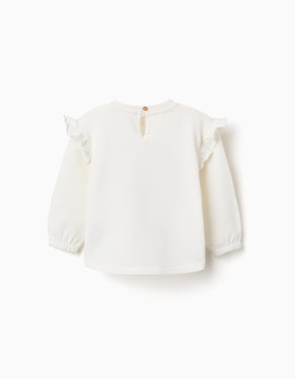 Cotton sweatshirt with Minnie print for baby girls, light beige