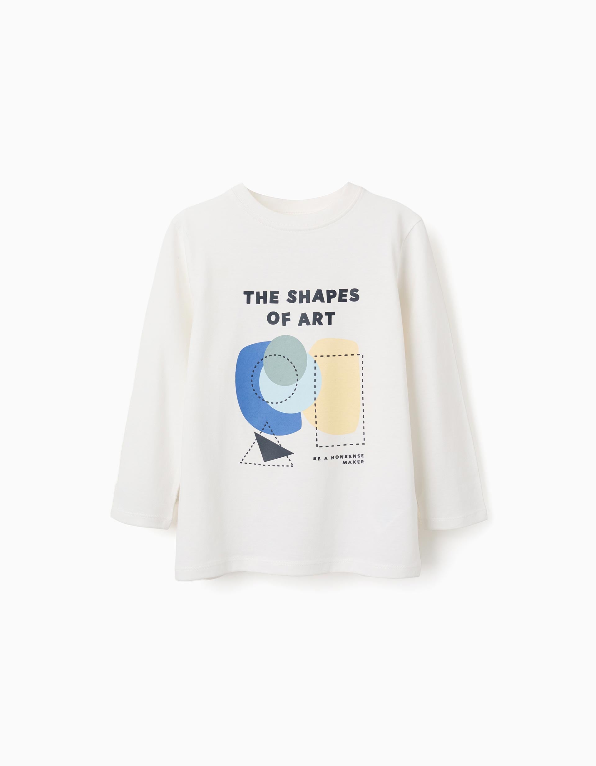 T-shirt à manches longues et imprimé Shapes pour garçon, blanc