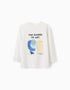 Long sleeve cotton T-shirt with Shapes print for boys, white
