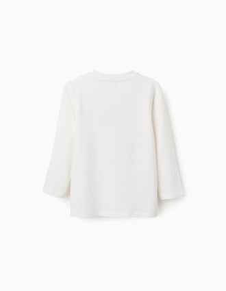 T-shirt à manches longues et imprimé Shapes pour garçon, blanc