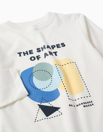 T-shirt à manches longues et imprimé Shapes pour garçon, blanc