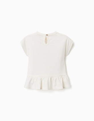 T-shirt en coton avec imprimé Baby Stitch pour bébé fille, beige clair