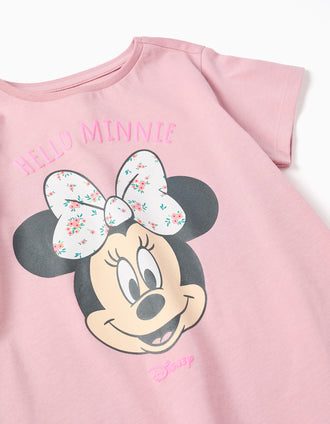 T-shirt en coton avec imprimé Minnie pour fille, rose