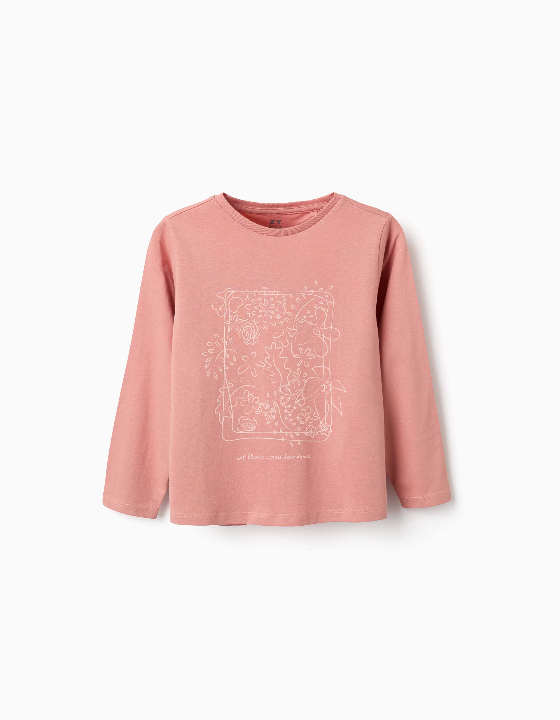 T-shirt de manga comprida Art and Nature para menina, rosa