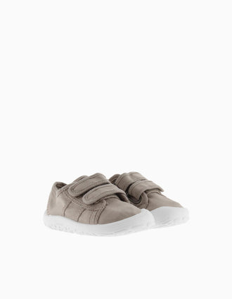 Sapatilhas Barefoot Victoria em lona para bebé, bege