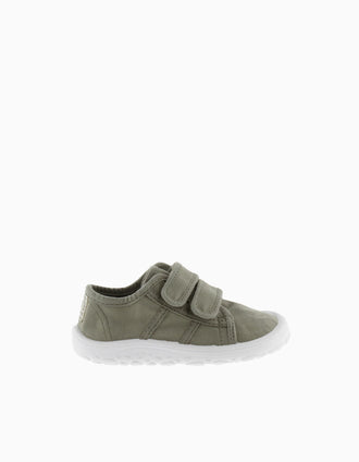 Sapatilhas Barefoot Victoria em lona para bebé, verde-caqui