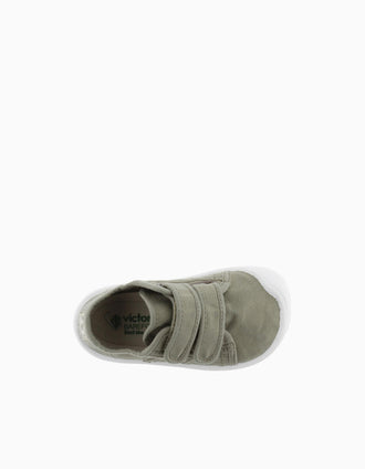Sapatilhas Barefoot Victoria em lona para bebé, verde-caqui