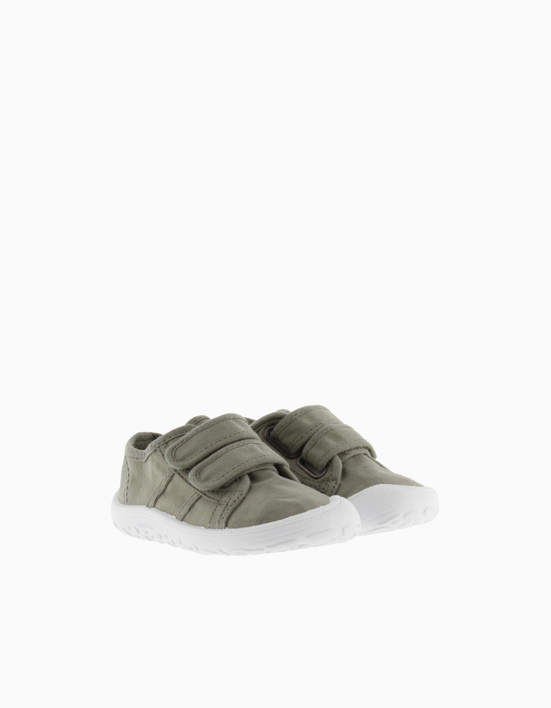 Victoria Barefoot trainers in canvas for babies, khaki green