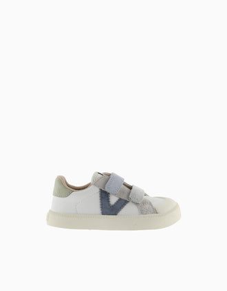 Zapatillas deportivas Barefoot Victoria para bebé niño, blanco/azul