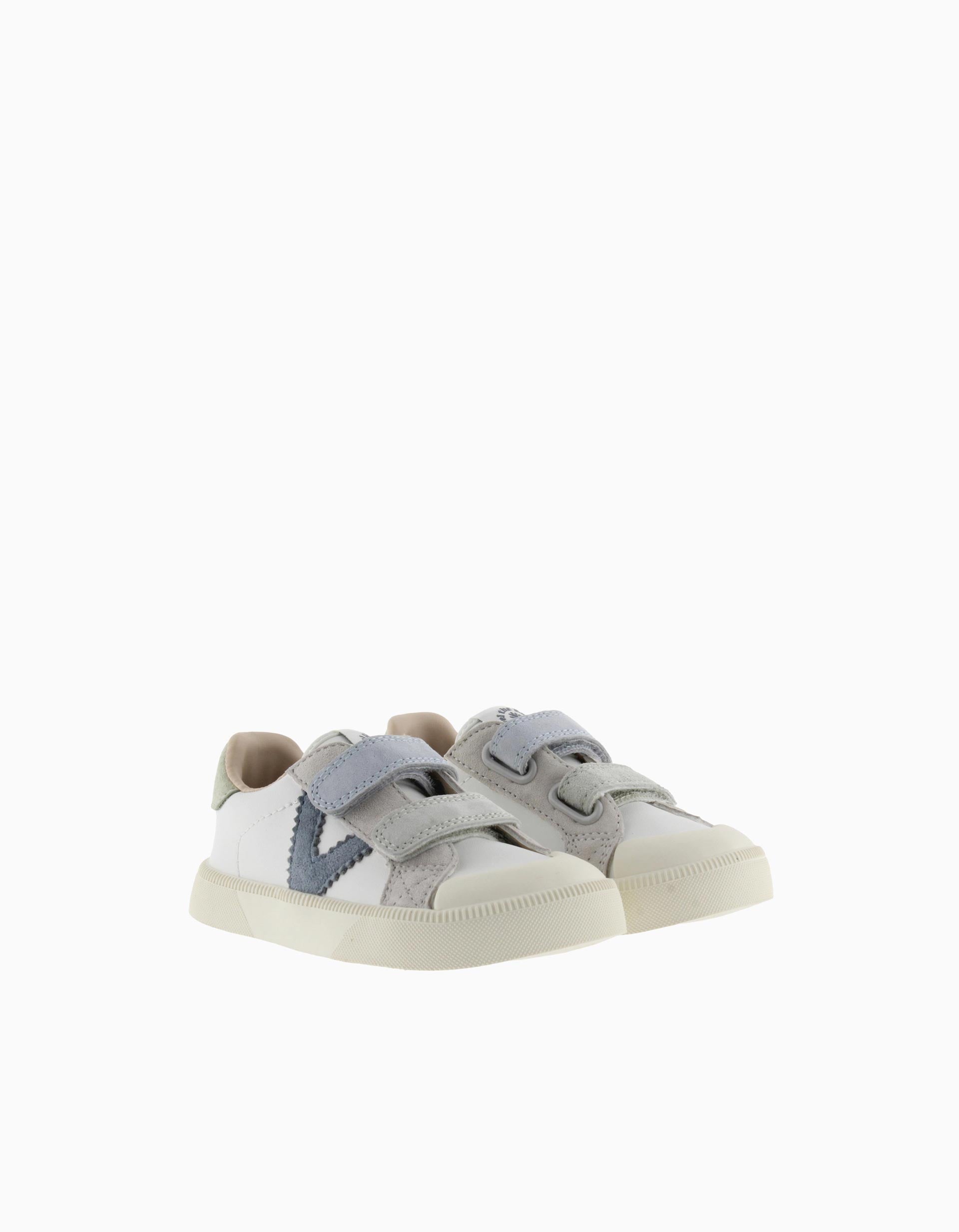 Sapatilhas Barefoot Victoria para bebé menino, branco/azul