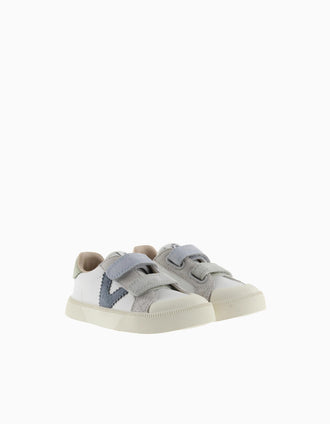 Zapatillas deportivas Barefoot Victoria para bebé niño, blanco/azul
