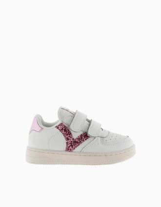 Victoria trainers with glitter for girls, white/pink