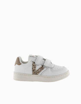 Sapatilhas com purpurina Victoria para menina, branco/dourado