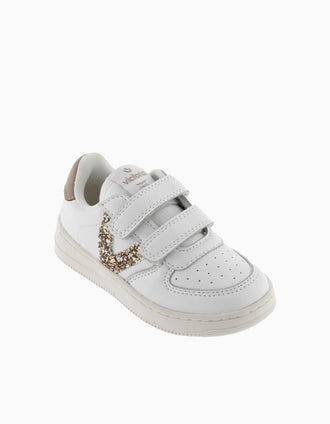 Sapatilhas com purpurina Victoria para menina, branco/dourado