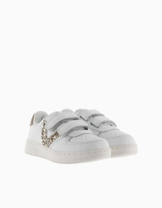 Sapatilhas com purpurina Victoria para menina, branco/dourado