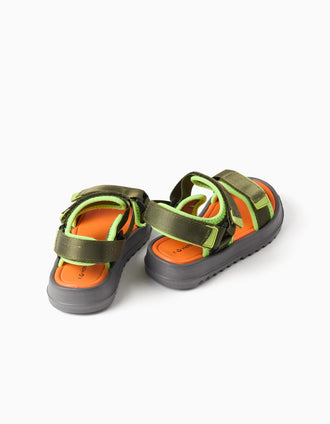 Sandales Victoria avec semelle antidérapante pour garçon, vert kaki