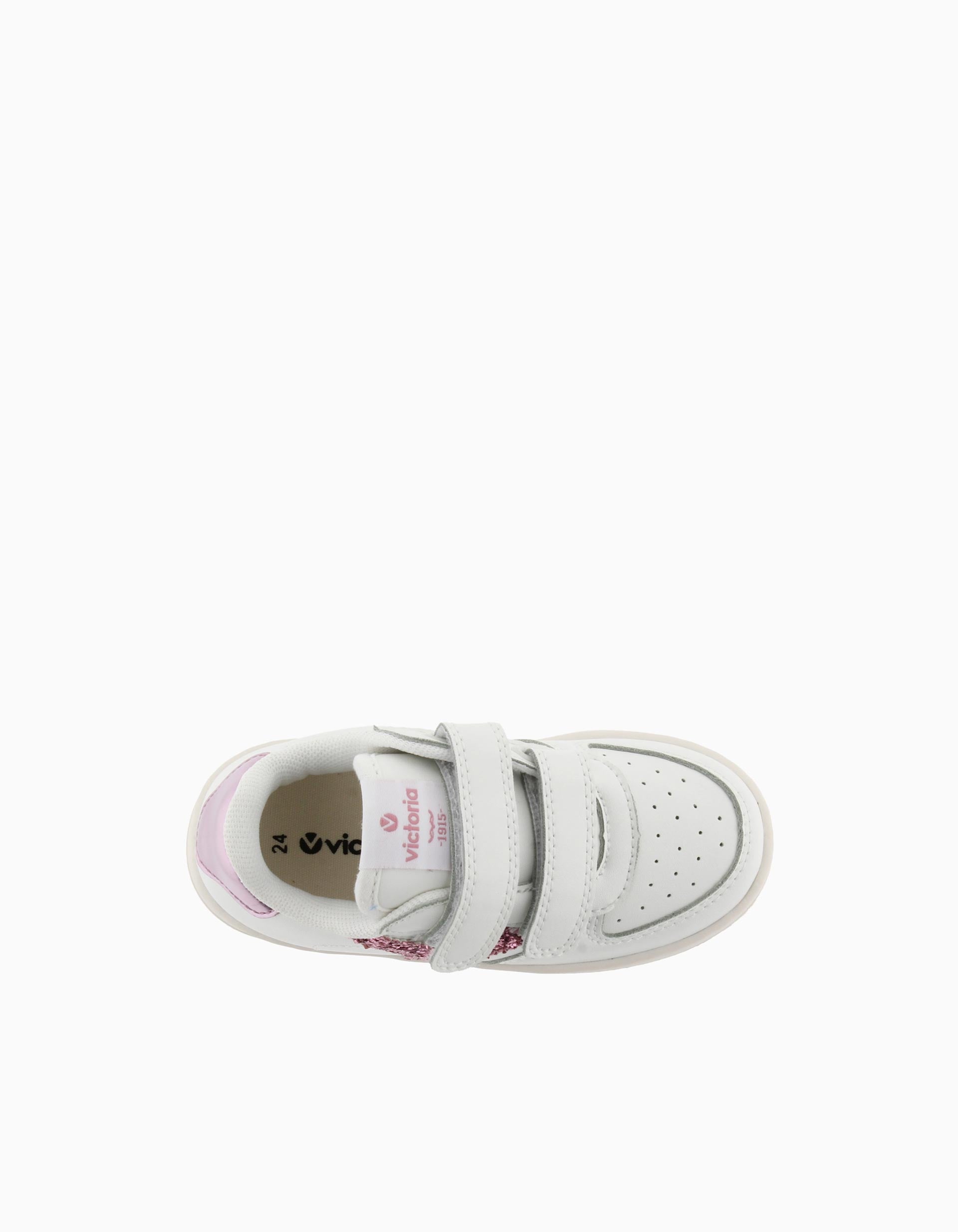 Victoria trainers with glitter for baby girls, white/pink