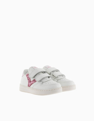 Baskets avec paillettes Victoria pour bébé fille, blanc/rose