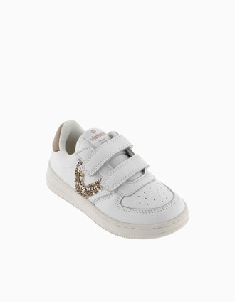Baskets avec paillettes Victoria pour bébé fille, blanc/doré
