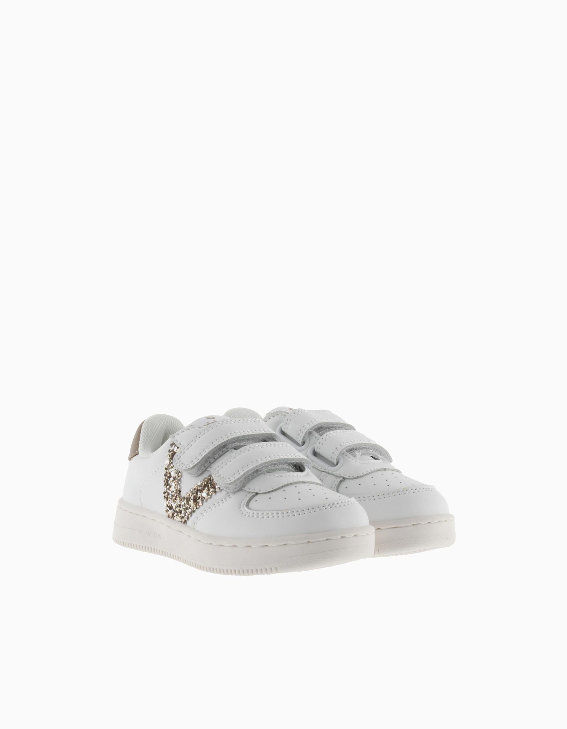 Victoria trainers with glitter for baby girls, white/golden