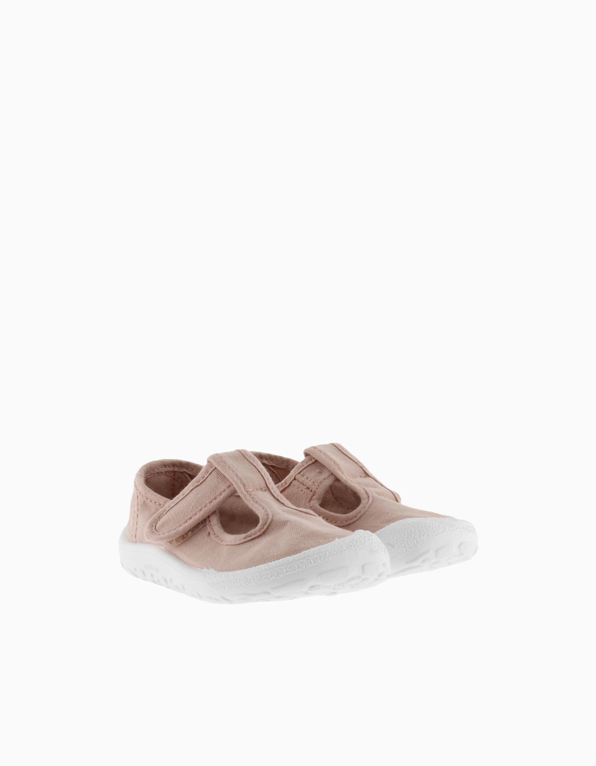 Victoria Barefoot shoes in canvas for baby girls, light pink