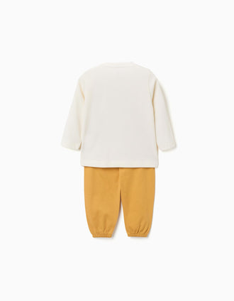 Pyjama à imprimé de voitures pour nouveau-né et bébé, blanc/jaune