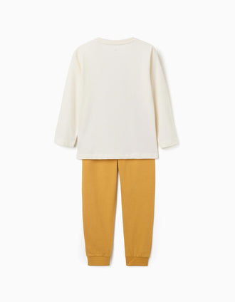 Pyjama en coton avec imprimé de voitures pour garçon, blanc/jaune