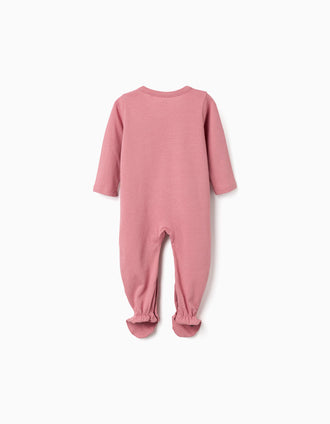 2 babygrows de algodão com estampados para recém-nascida e bebé, rosa