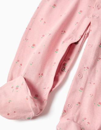 2 babygrows de algodão com estampados para recém-nascida e bebé, rosa