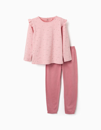 Set of polar fleece jacket + cotton pyjamas for girl